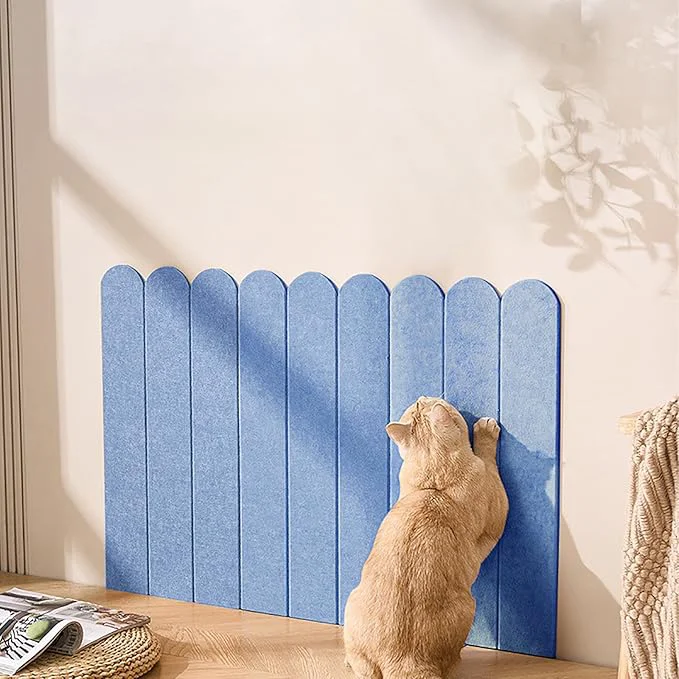 Classic Cat Scratcher Wall Mounted Cat Scratching Pads 3-Panel 0.35 Thick Felt Scratching Post Self-Adhesive Furniture Protector for Sofa Door Wall Sky Blue About ThisOverview Advanced