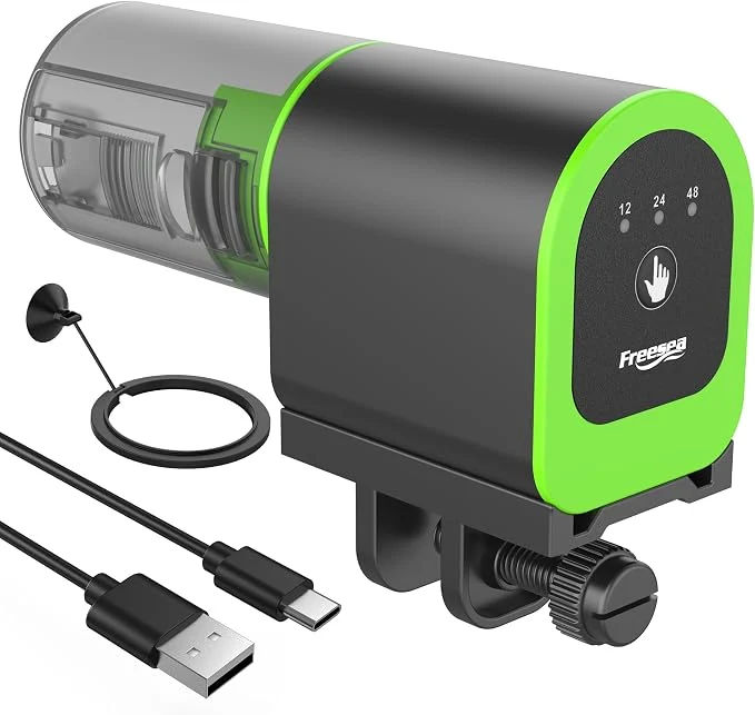 Trusted SEA Automatic Fish Feeder for Aquarium Small USB Rechargeable Vacation Healthy