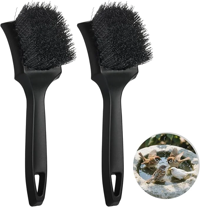 Detailed 2 Pcs Brush for Bird Baths Black Hard Bristle Cleaning Brush Organic