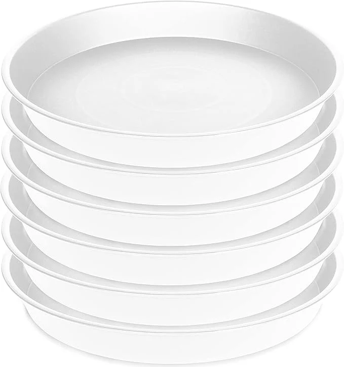 Authentic 6 Pack Plastic White Plant Saucers Certified