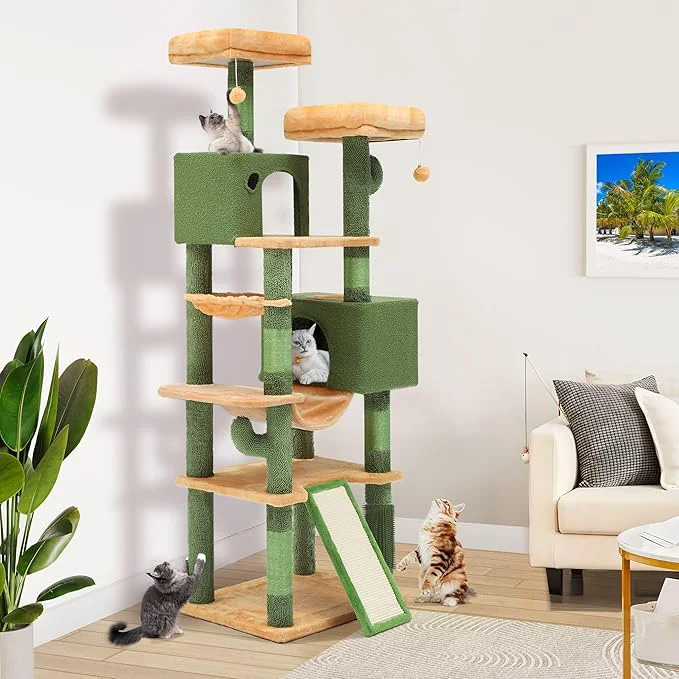 Trusted YITAHOME 76in Tall Cactus Cat Tree Tower with Self-Grooming Brush Cute Cat Climbing Tower for Indoor Cats with Cat Condo Plush Platform Hammock Sisal Scratching Posts Dangling BallAbout ThisOverview Comfortable
