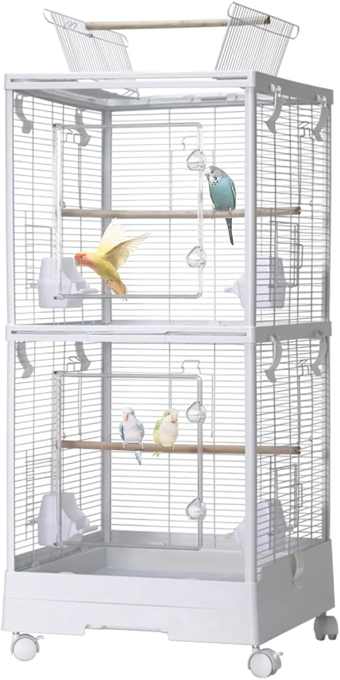 Superior Garvee Small Bird Cage with Playground Stand 44in White Travel Bird Cage Classic