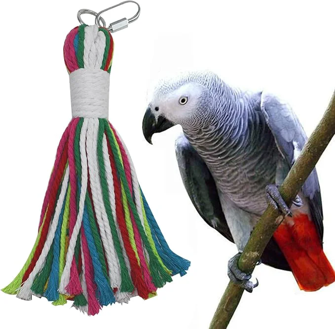 Original Design ASOCEA Pet Bird Parrot Colorful Cotton Rope Bite Chew Cage Hanging Toys High-Quality
