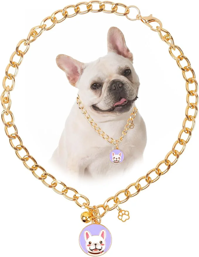 Selected HOWWFALY Dog Collar and Cat Chain Necklace Stainless Steel Adjustable 18K Gold Smart