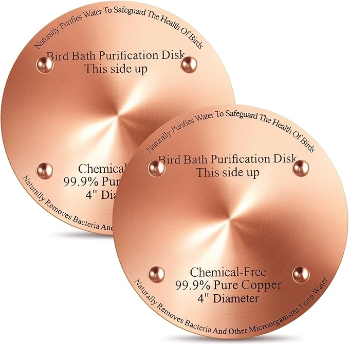Superior 2 Pcs Bird Bath Copper Disk 0.6mm Thick Reinforced 99.99 Pure Copper Birdbath Elegant