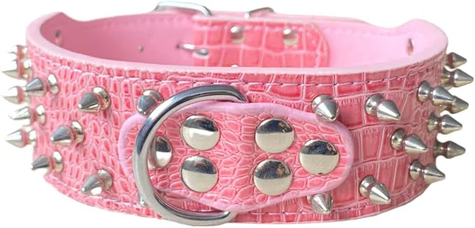 Versatile Serijoars Spiked Studded Dog Collar PU Leather Dog Collar Adjustable Pet Genuine
