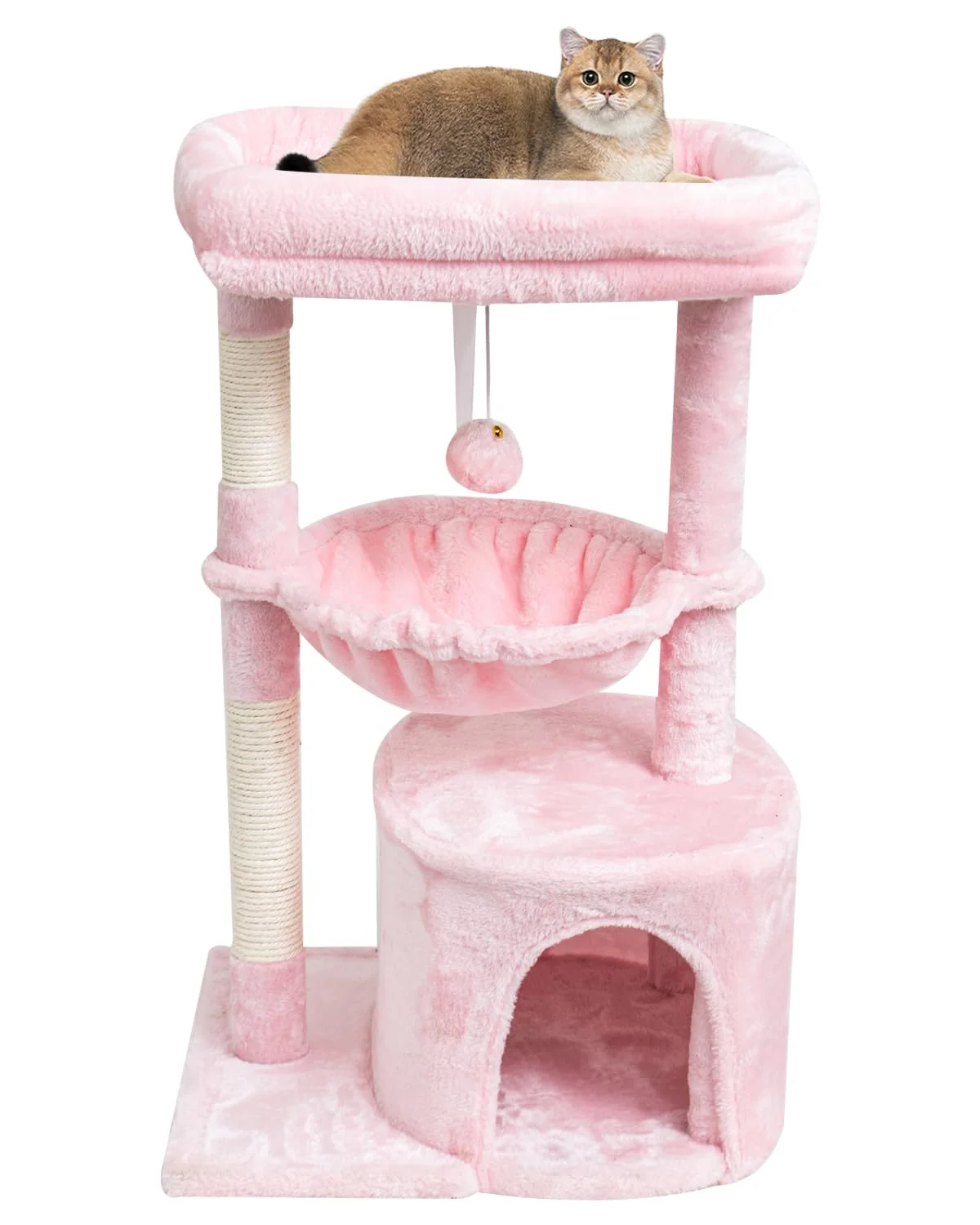 Classic SYANDLVY Small Cat Tree for Indoor Cats – Pink Modern Cat Tower with Scratching Post Quality
