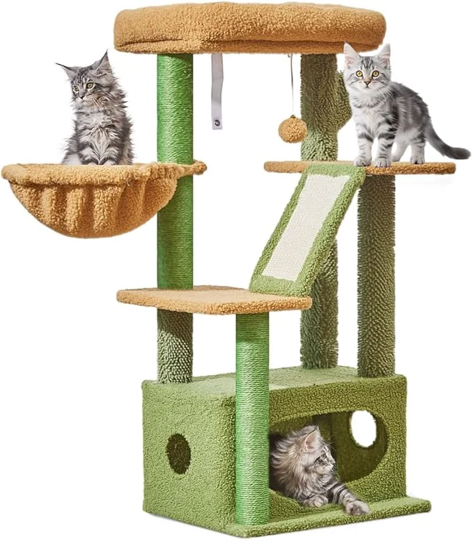 User-Friendly Taoqimiao Cat Tree 38.5-Inch Cat Tower for Indoor Cats Suitable for Kittens with Luxurious cat condo with Adjustable Baskets and Luxurious Perch MS029ST CactusAbout ThisOverview Advanced