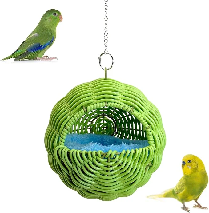Convenient BNOSDM Rattan Parrot Nesting House Bird Nest Parakeet Hanging Swing Soft Selected