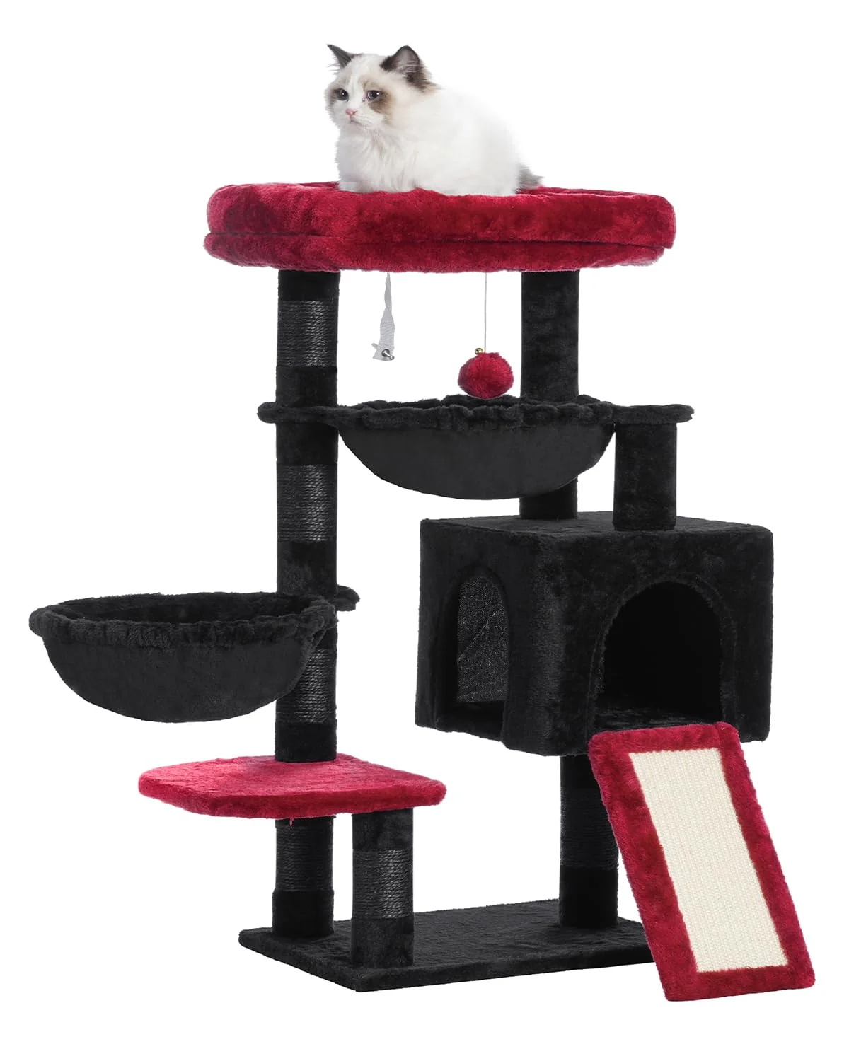Breathable Hey-brother Gothic Cat Tree MPJ006SBR – Indoor Cat Tower with Padded Bed Hammocks Sisal Posts Superior