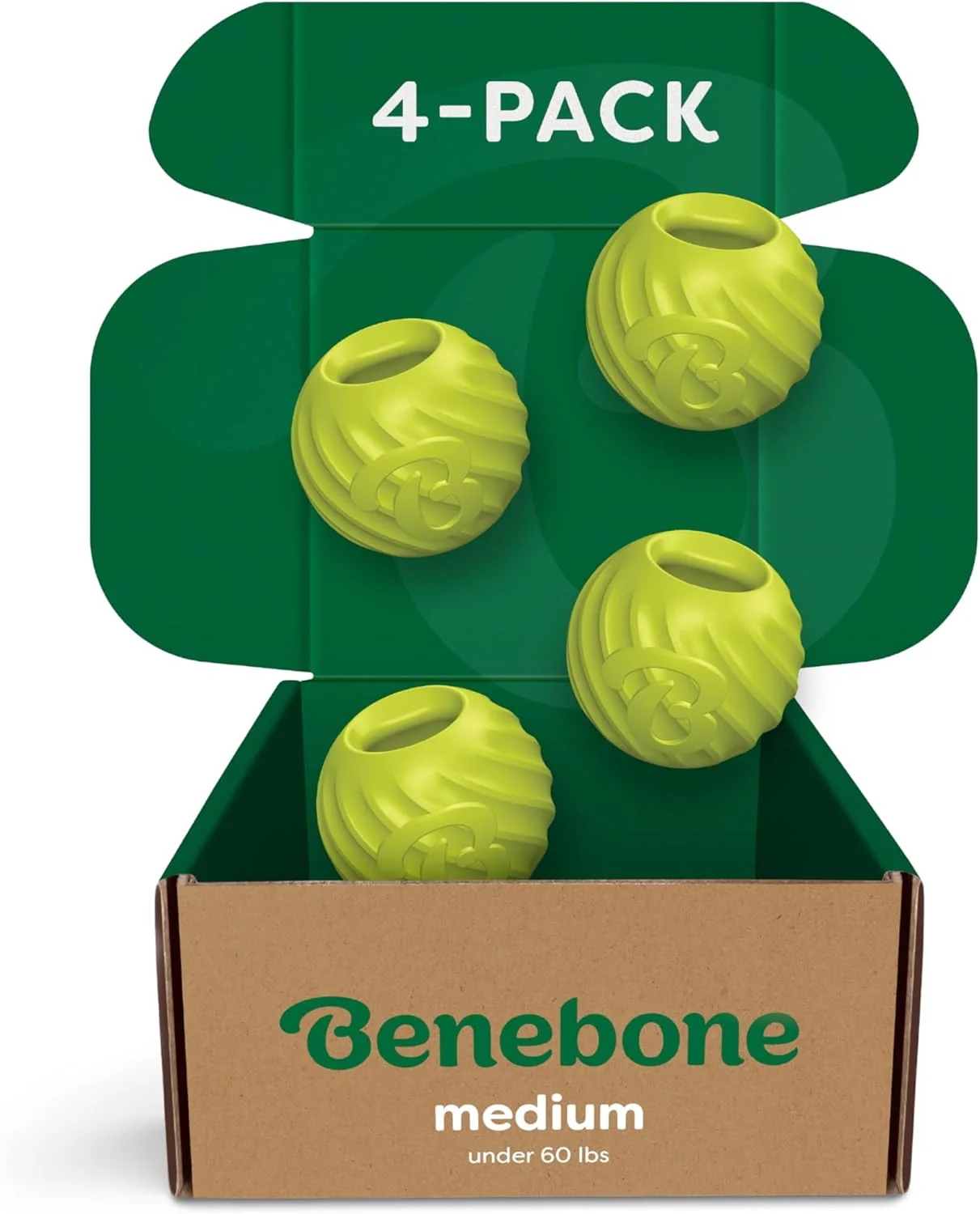 Classic Benebone 4-Pack Rubber Ball Natural