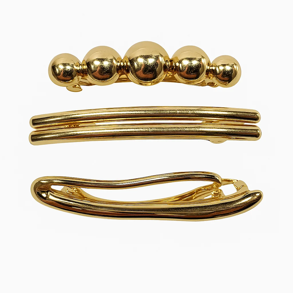 Certified Golden Trio Hair Barette Set 3pcs Versatile