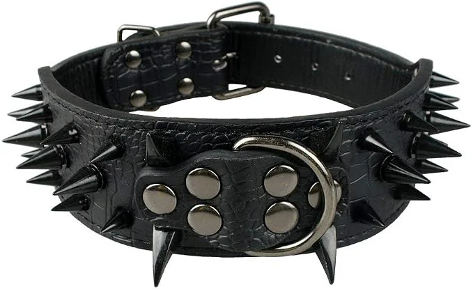Versatile Serijoars Spiked Studded Dog Collar PU Leather Dog Collar Adjustable Pet Convenient