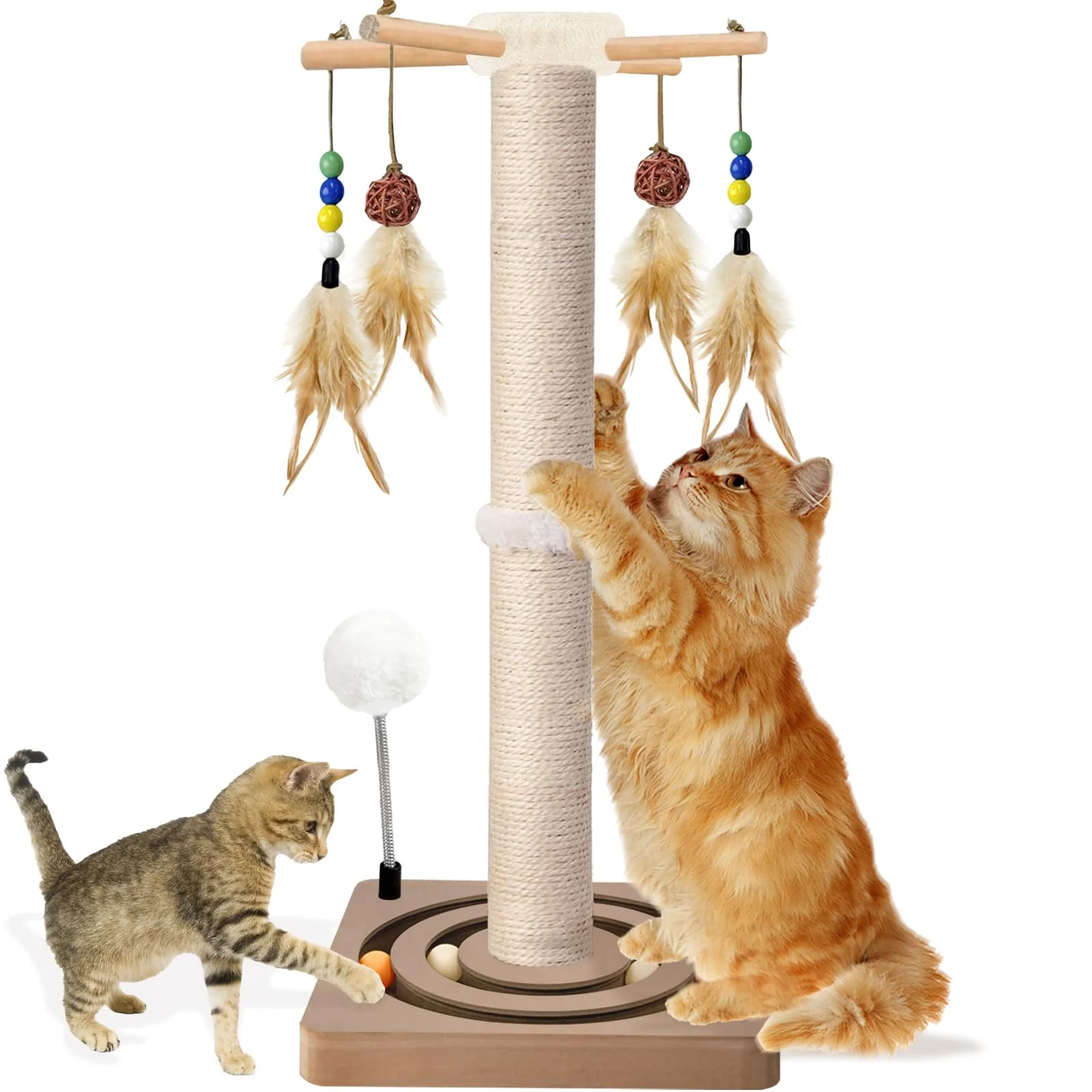 Authentic PAROTO Tall Cat Scratching Post – 33-Inch Sisal Cat Tree with 2 Mounting Methods Interactive Toys Pure