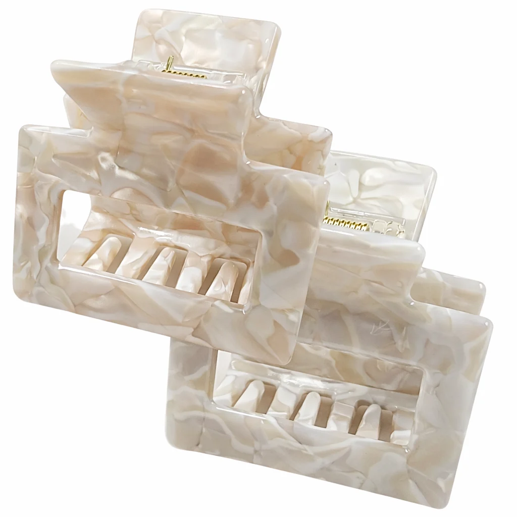Stylish Square Marbled Claw Hair Clip - 2pc Iveryberry Pack Innovative