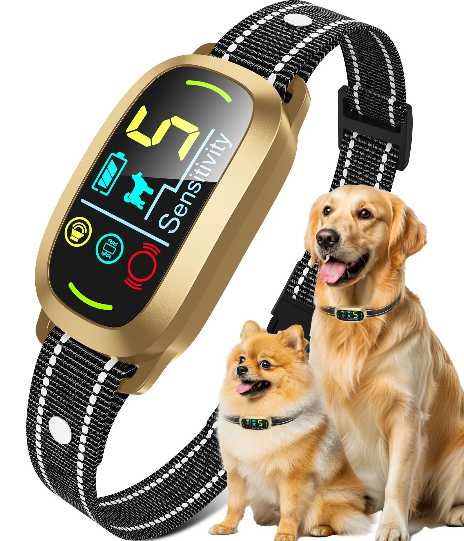 Outstanding Oliry Smart AI Bark Collar for Dogs – 5 Training Modes IP67 Waterproof Rechargeable Gold Lightweight