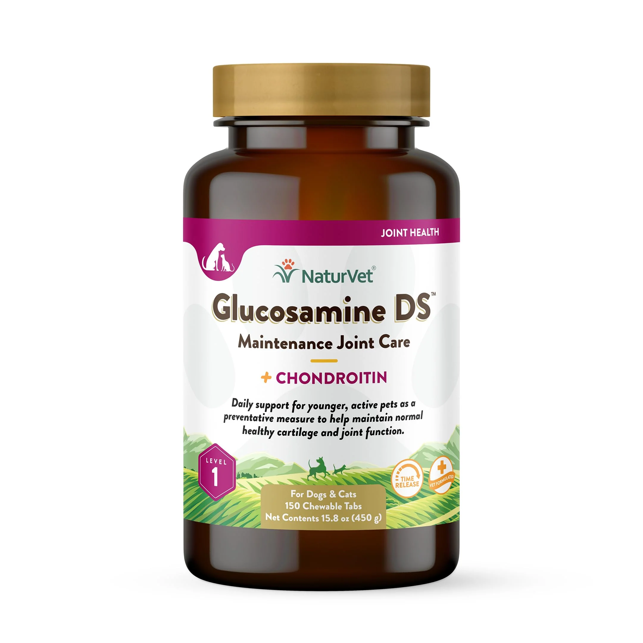 Fast NaturVet Glucosamine DS Level 1 Hip Joint Support for Dogs Cats – Glucosamine Chondroitin Antioxidants – Cartilage Joint Function – 150 Count Comfortable