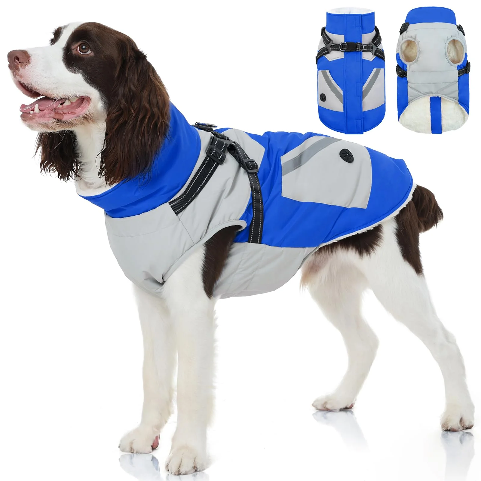 Professional FUAMEY Dog Winter Jacket with Built-In Harness Waterproof Fleece Coat for Large Dogs Premium Material