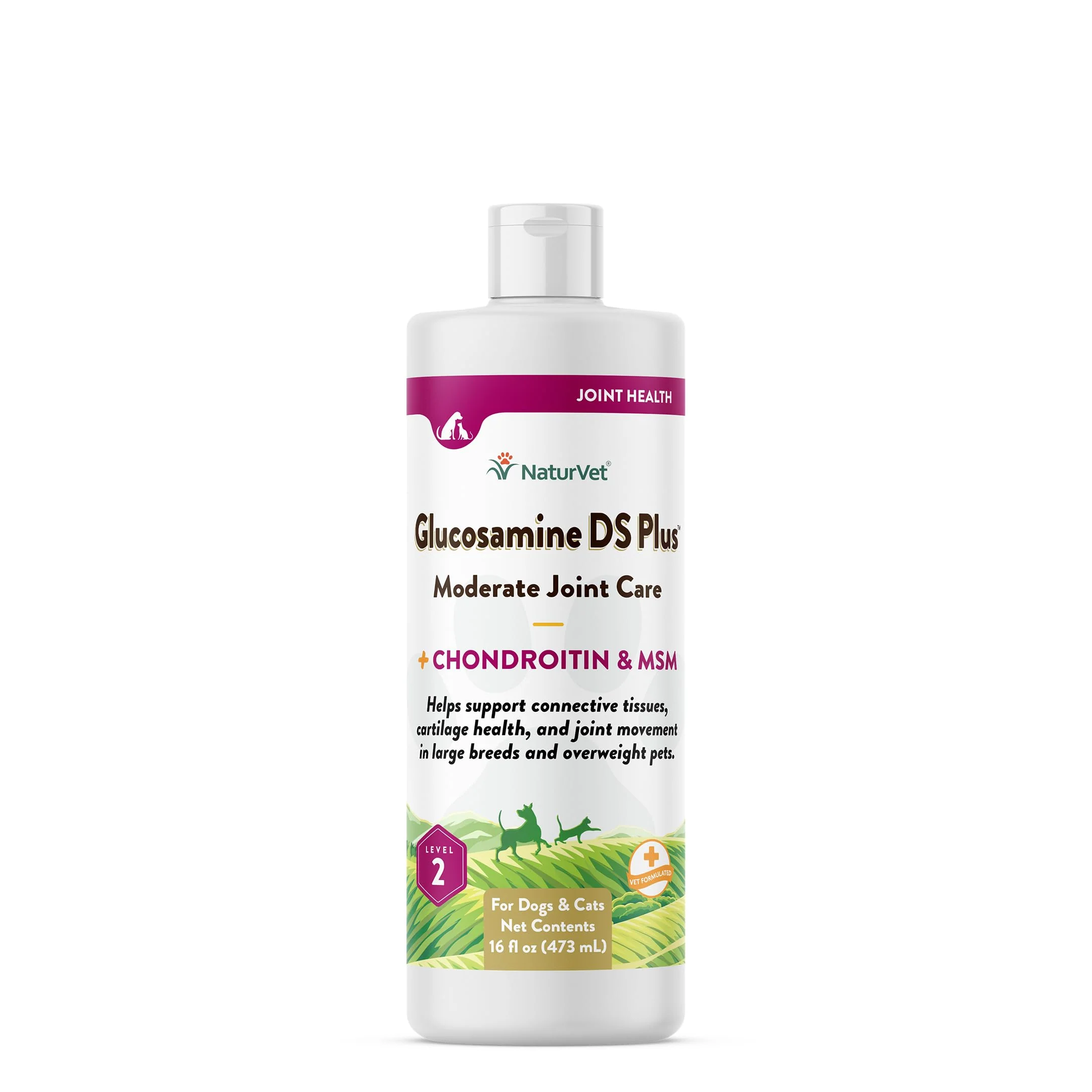 Trusted NaturVet Glucosamine DS Plus Level 2 Liquid Joint Support for Dogs Cats – 16 oz Genuine