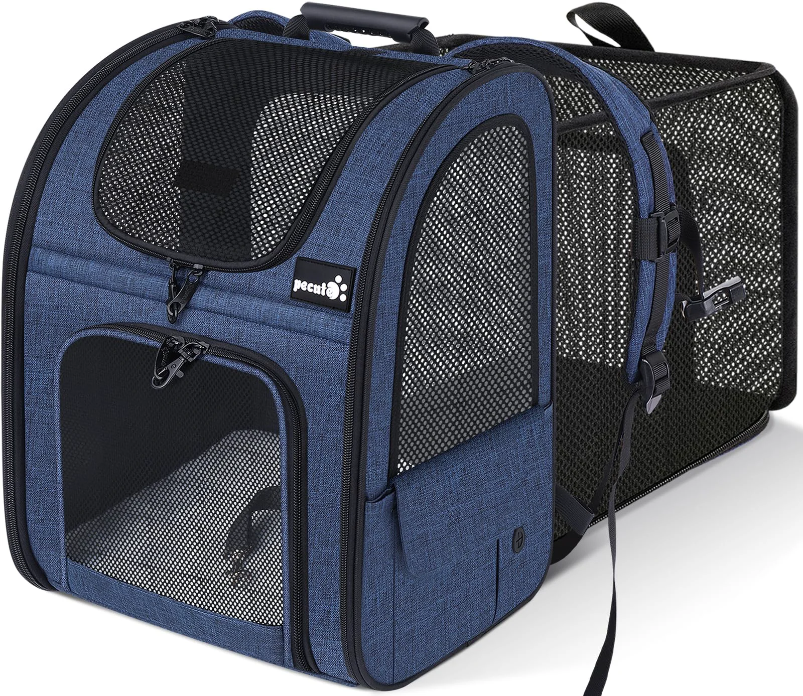Verified Pecute Pet Carrier Backpack - Expandable Breathable Mesh Carrier for Small Dogs Cats up to 22 lbs Stylish