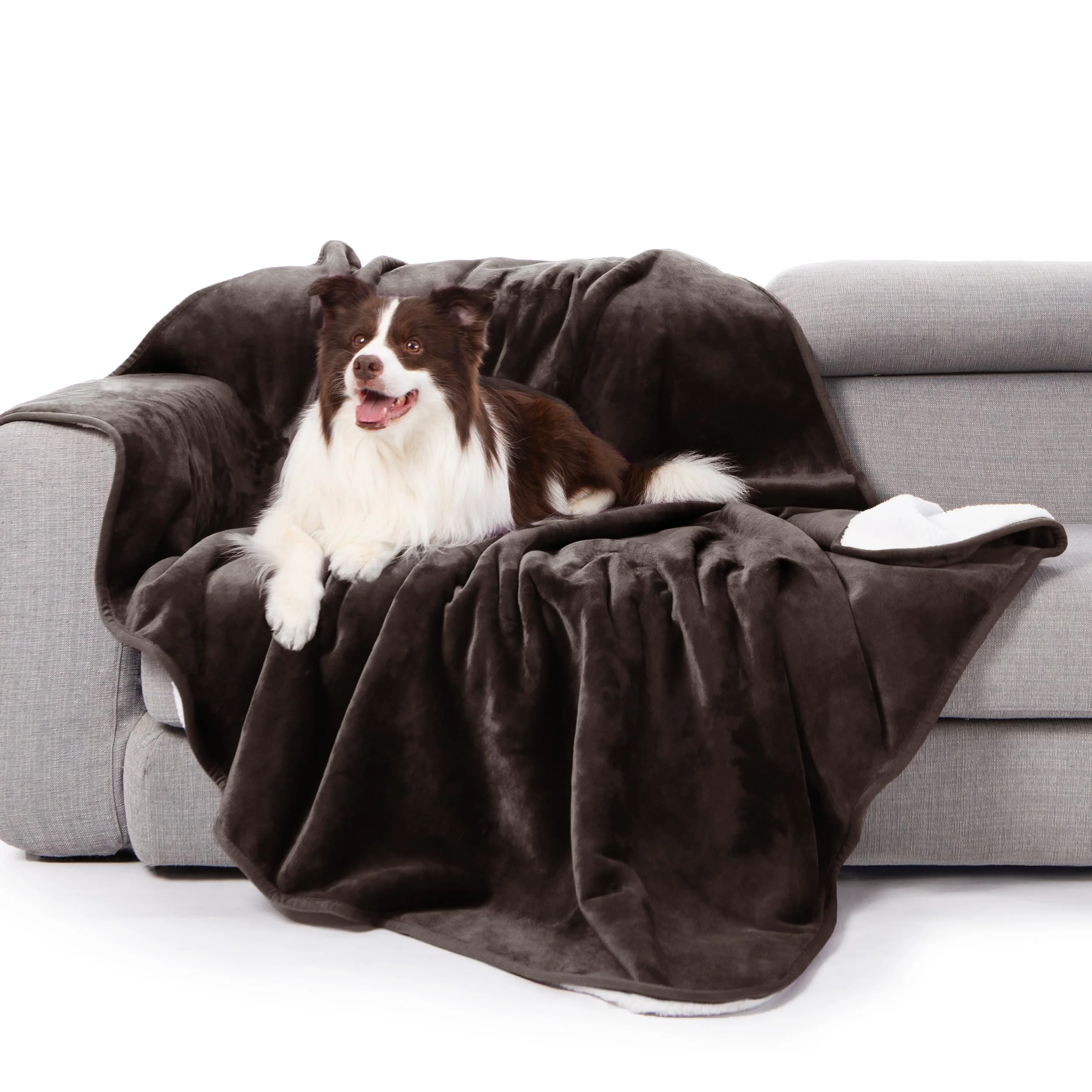 Quality gogobunny Waterproof Bed Blanket - Reversible Sherpa Fleece Throw 60x80 Dark Brown Traditional