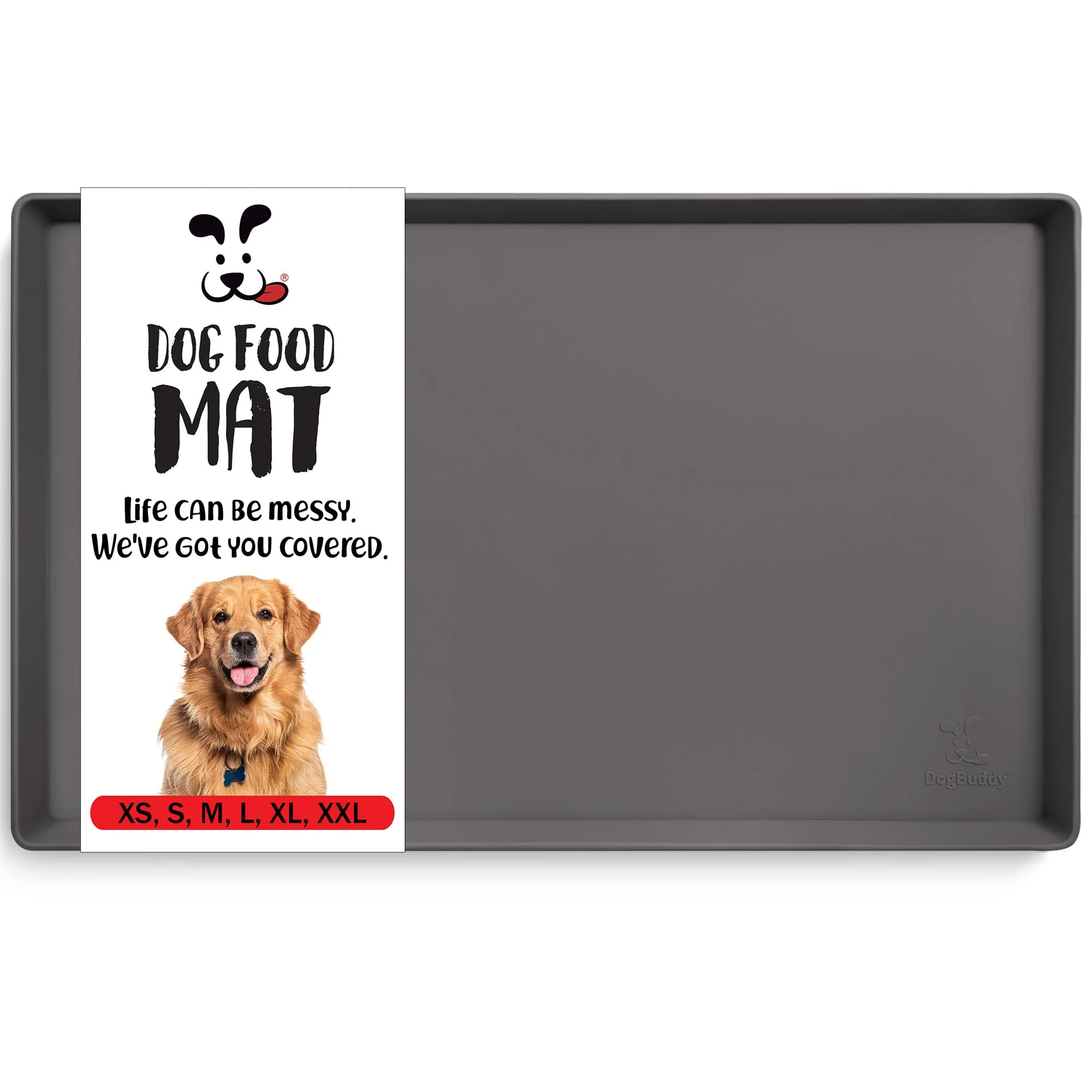 Carefully Designed DogBuddy Dog Food Mat – Waterproof Silicone Non-Slip Bowl Mat for Floors XL 28 x 18 Shadow Verified