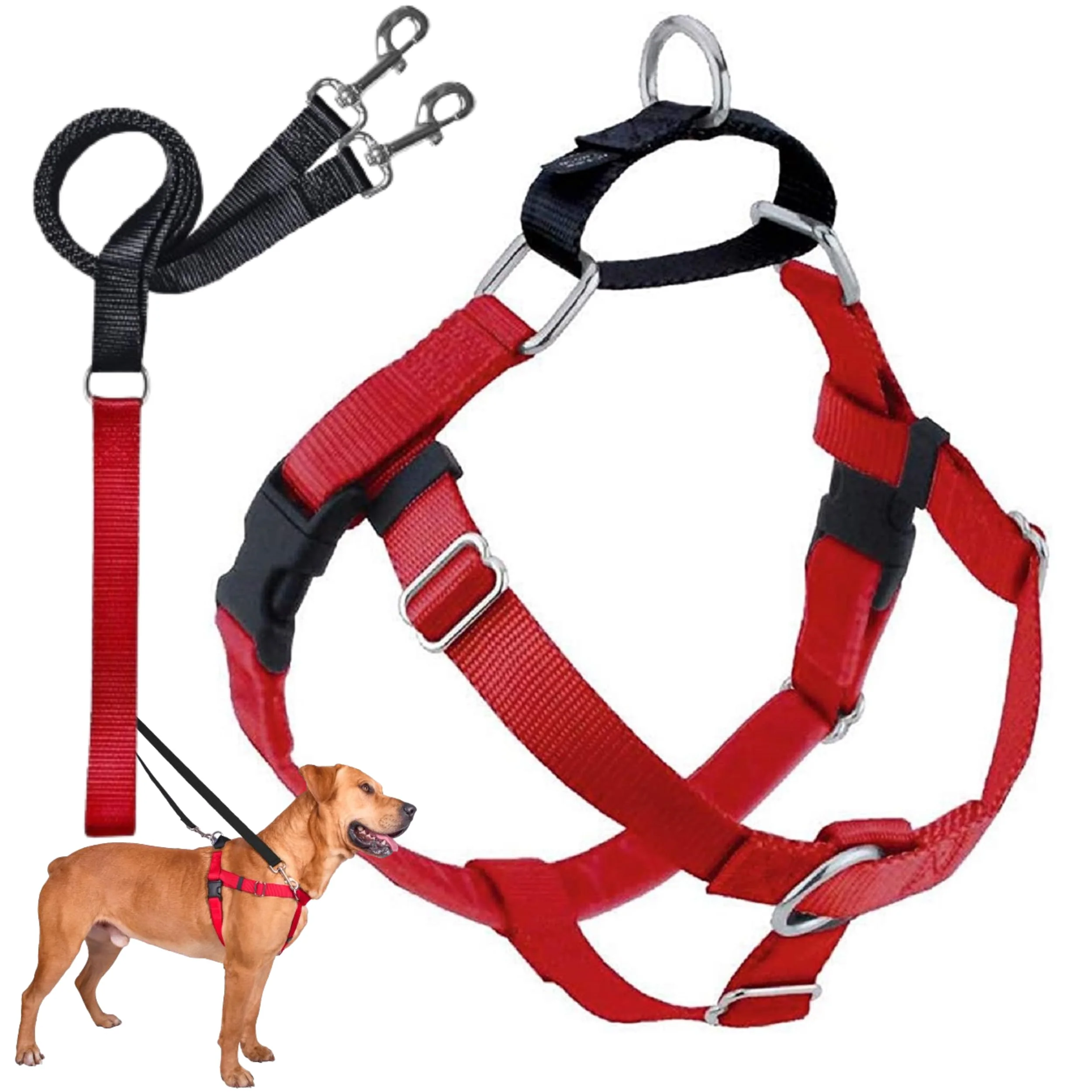 Certified 2 Hounds Design dom No Pull Harness — Adjustable Front O‑Ring USA‑Made Red Consistent