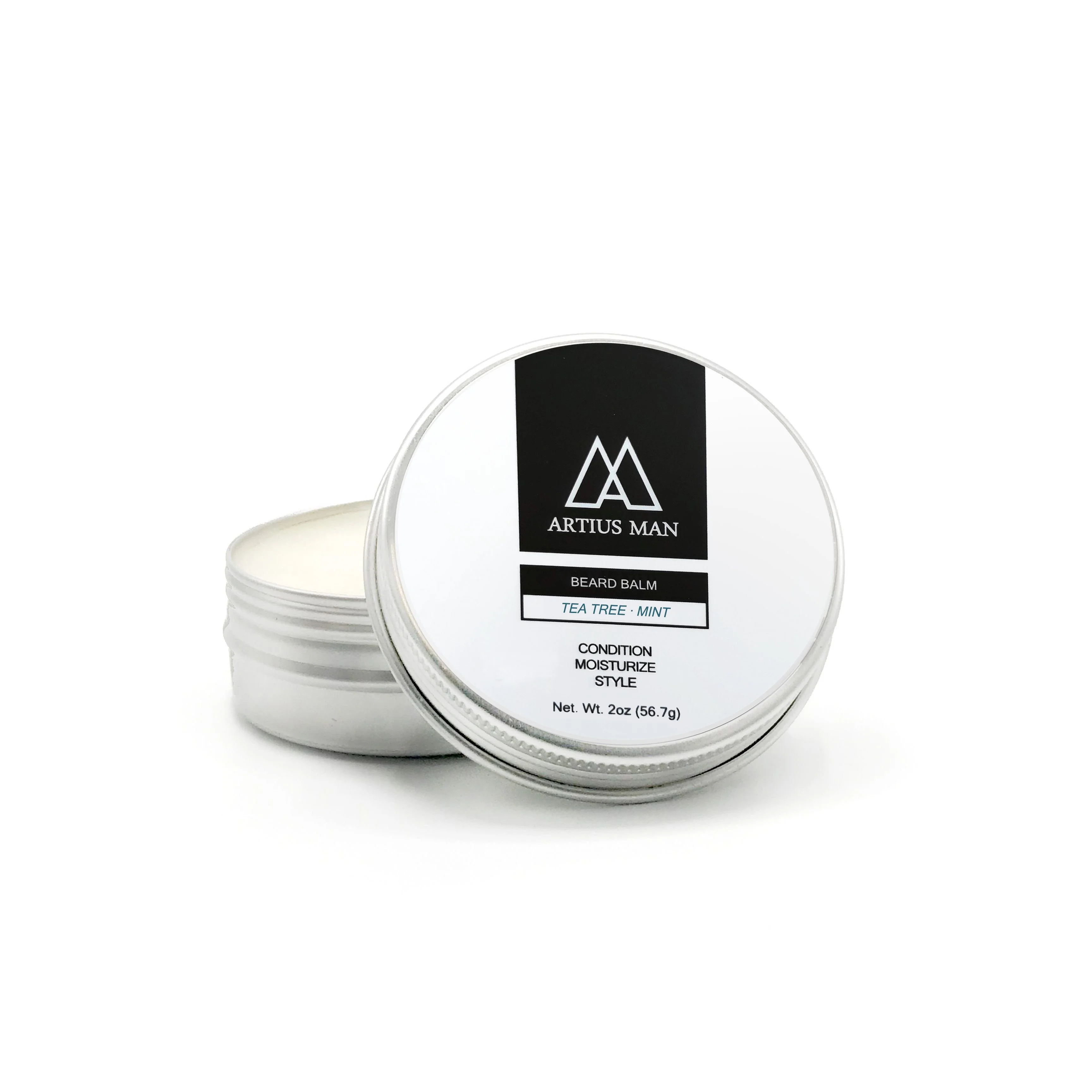 Premium Tea Tree Mint Beard Balm – Refreshing Medium Hold Beard Styling Balm 2 oz Refined