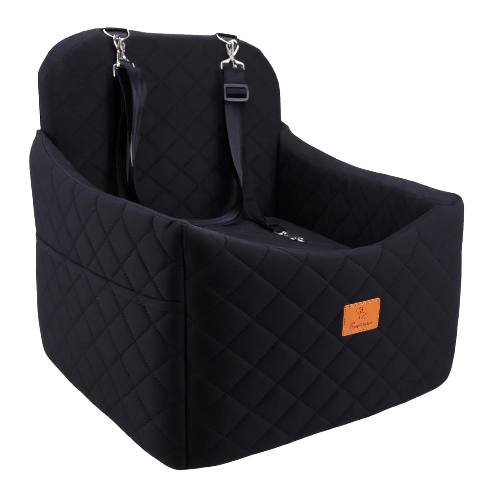 Carefully Designed FurFrolic Memory Foam Dog Booster Seat for Small Medium Dogs up to 35 lbs Washable Cover Safety Belts Solid