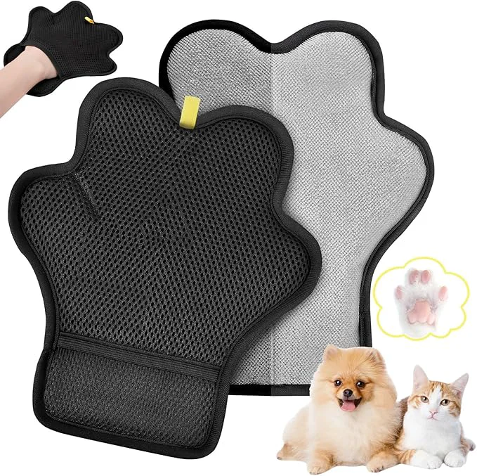 Effective 2PCS Pet Hair Removal Glove for Cats and Dogs Upgrade Reusable Electrostatic Brush Pet Hair Removal Grooming Gloves Tool for Furniture Bed Sheets Couch Clothes Carpet Car Seat 2 About This Healthy