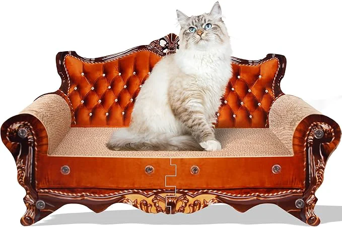 Clean Sofa Shaped Scratching Couch Thick Scratching Cardboard Lounge Bed for Indoor Rest Play Sofa Scratcher Pad 21.2 L X 12.2 W X 11.8 H About ThisOverview Advanced