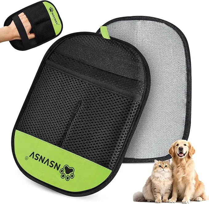 Detailed 1 Pcs Pet Hair Removal Gloves Reusable Electrostatic Pet Cat Dog Hair Remover Grooming Gloves Brush Tool Ease of Removal Easy to use Suitable for Removing Hair From Different Surfaces GreenAbout This Certified