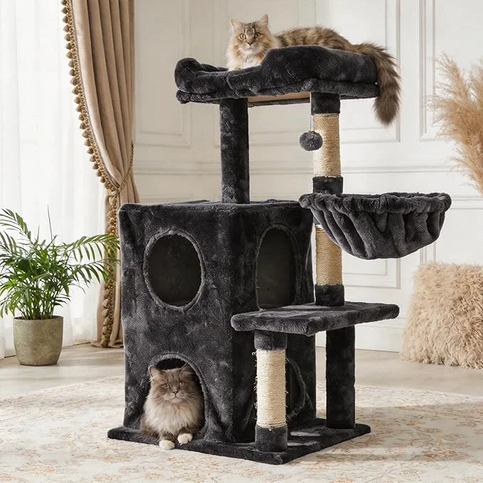 Versatile Cat Tree Tower for Indoor Cats 36-inch Adult Cat Tree House for Large Adult Cats with Steps Scratching Post 2 Cat Condo Dangling Toys Dark GreyAbout ThisOverview Fashionable