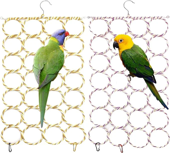 Convenient BNOSDM 2 Packs Bird Hemp Rope Net Swing Climbing Rope Net Optimized