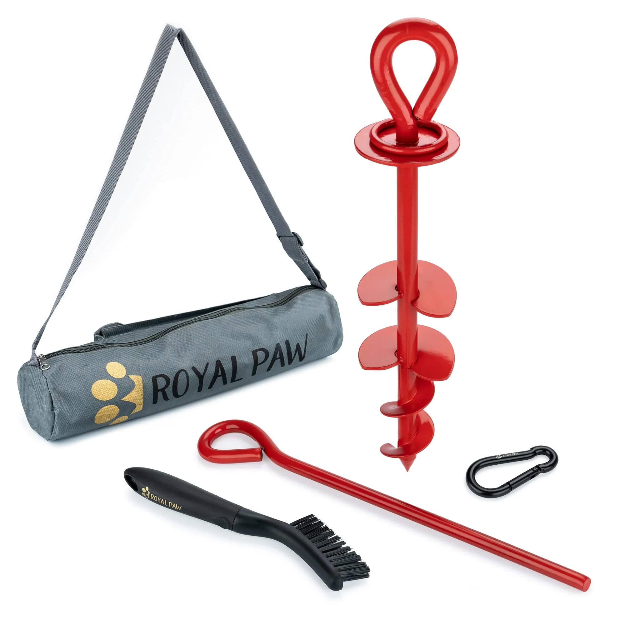 Environmentally Friendly ROYAL PAW Dog Tie Out Stake – Heavy Duty Ground Anchor for Large Dogs up to 210 lbs Crimson Red Sophisticated