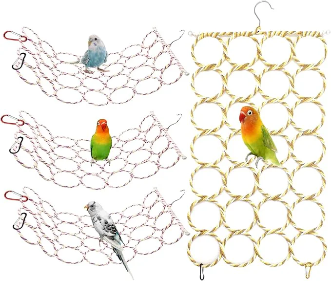 Detailed BNOSDM 4 Packs Bird Hemp Rope Net Swing Climbing Rope Net Carefully Designed