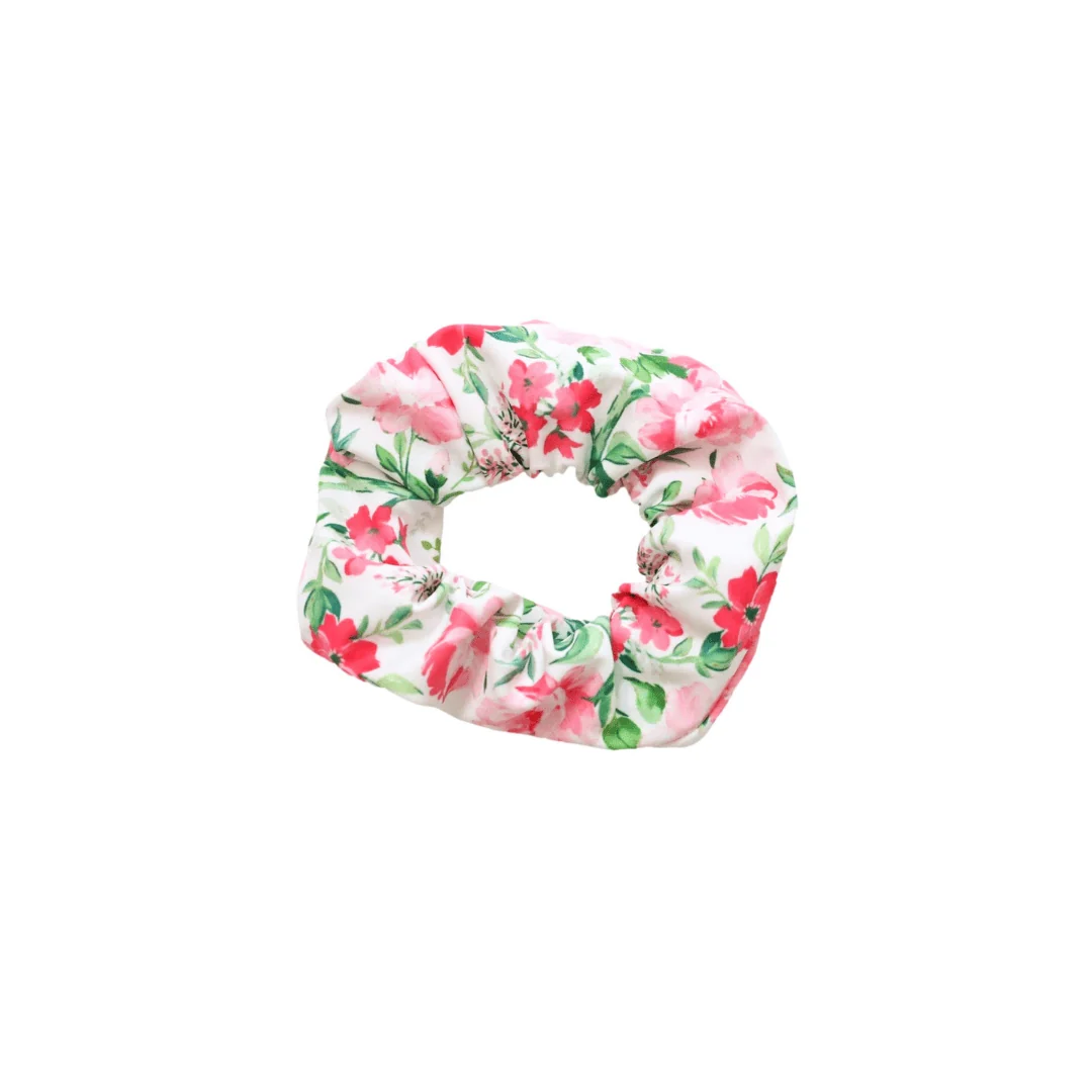 Trendy Coral Floral Scrunchie Contemporary