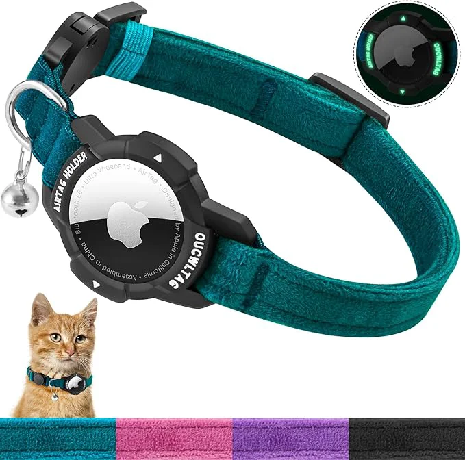 Traditional Luminous AirTag Cat Collar Breakaway OUCWLTAG GPS Cat Collar Official