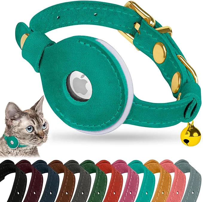 Advanced OOPSDOGGY Reflective Leather AirTag Cat Collar Innovative