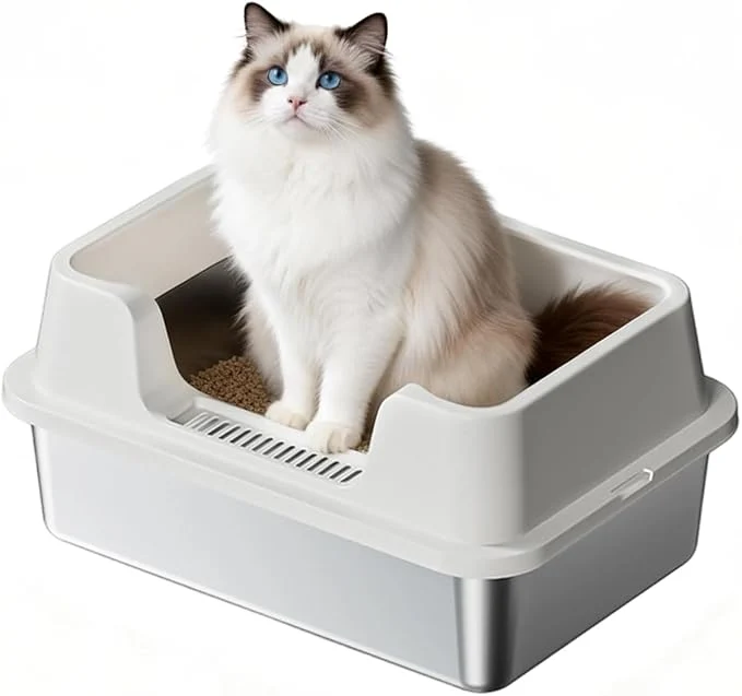 Traditional Enclosed Stainless Steel Cat Litter Box with Lid XL Extra Large Litter Box for Big Cats Metal Litter Pan High Sided Absorbs Odors Anti-Urine Leakage Easy Cleaning Include ScoopAbout ThisOverview Top-Quality