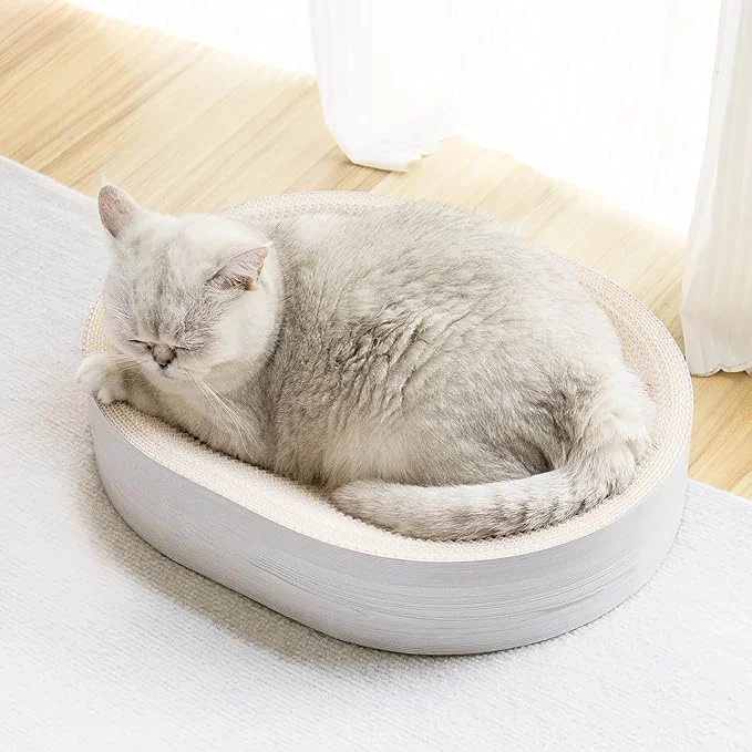 User-Friendly NATUYA Oval Cat Scratcher Bed Modern Cat Scratching Bowl Bed Durable Kittens Scratching Board Corrugated Lounge Furniture ProtectorAbout ThisOverview Fashionable