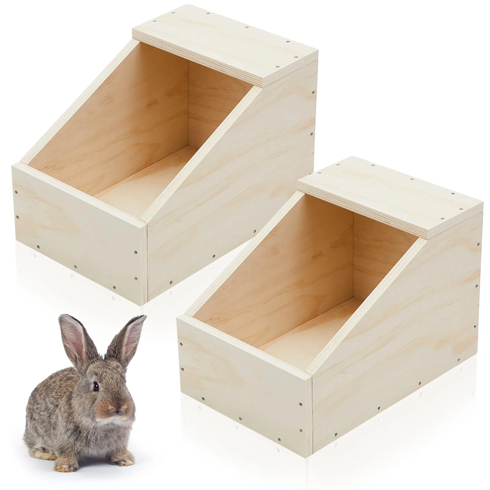 Trendy Maxcheck 2 Pack Wood Rabbit Nesting Box – 18x12x12 Inch Hutch for Rabbits Small Animals High-Performance