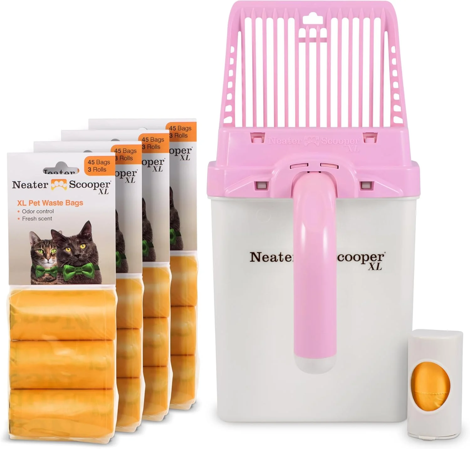 Classic Neater Pet Brands Neater Scooper XL Cat Litter Scoop 195 Refill Bags – Extra-Large Capacity Mess- Cat Litter Scooper with Bag for Large Multiple Cats Spill-Proof Litter Box Scooper with Holder Refined
