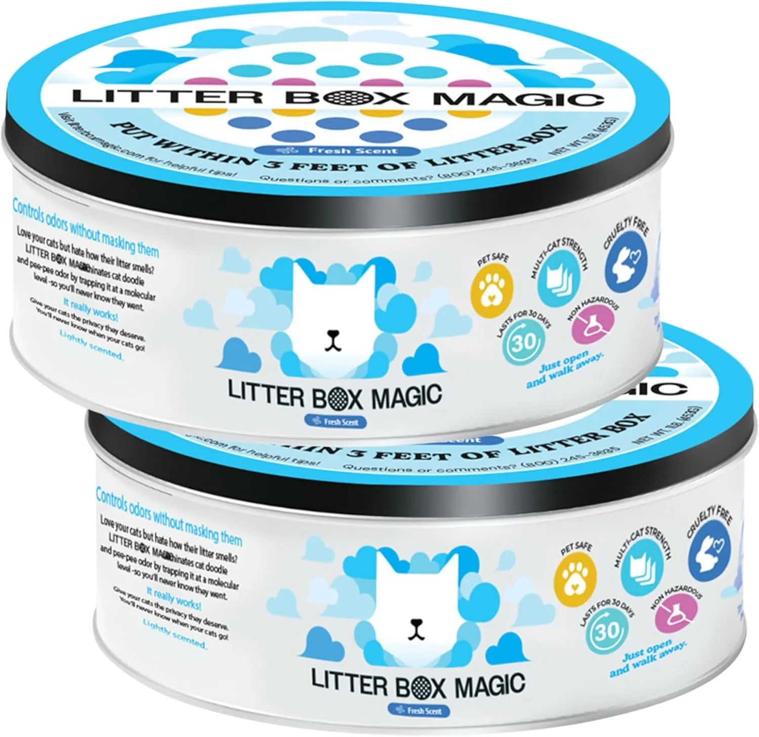 Classic Cat Litter Deodorizer Jar Fresh Scent 16 Oz Pack of 2 - Cat Litter Odor Absorber Gel In A Jar - Litter Box Pet Air Freshener - Litter Odor Eliminator to Freshen Air Unique