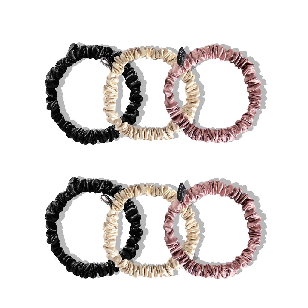 Functional Skinny Scrunchie Set - Rose Dusty Black High-Grade