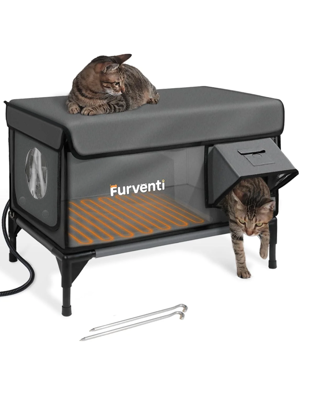 Advanced Lamlingo Outdoor Heated Cat House — Ultra-Insulated Weatherproof Feral Shelter Dark Grey Large Superior
