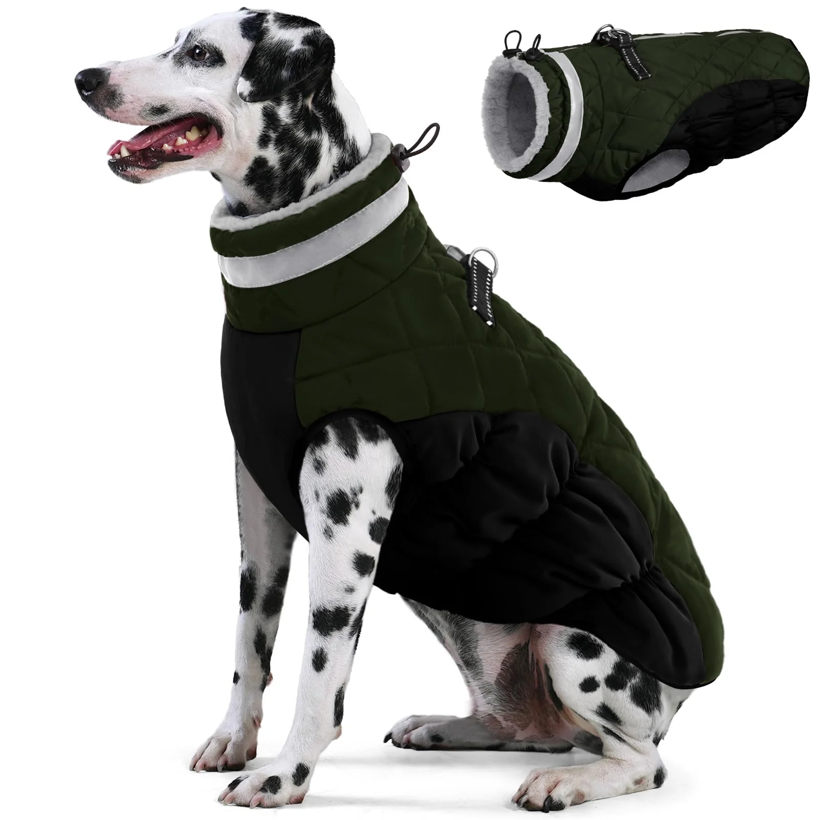 Advanced AOFITEE Dog Coat - Warm Water-Resistant Winter Jacket with Built-in Harness for Large Dogs Green XXL Environmentally Friendly