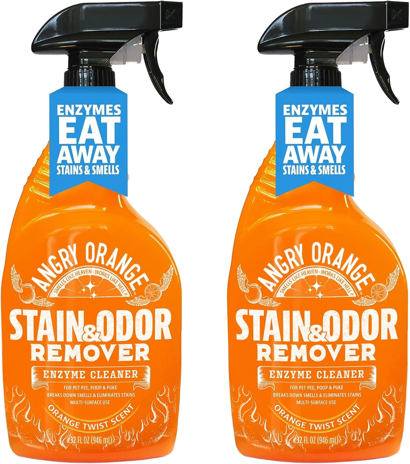 Durable ANGRY ORANGE Pet Stain Remover for Dog Urine and Stains - Enzyme Cleaner - Citrus - Value 2 pack Stylish