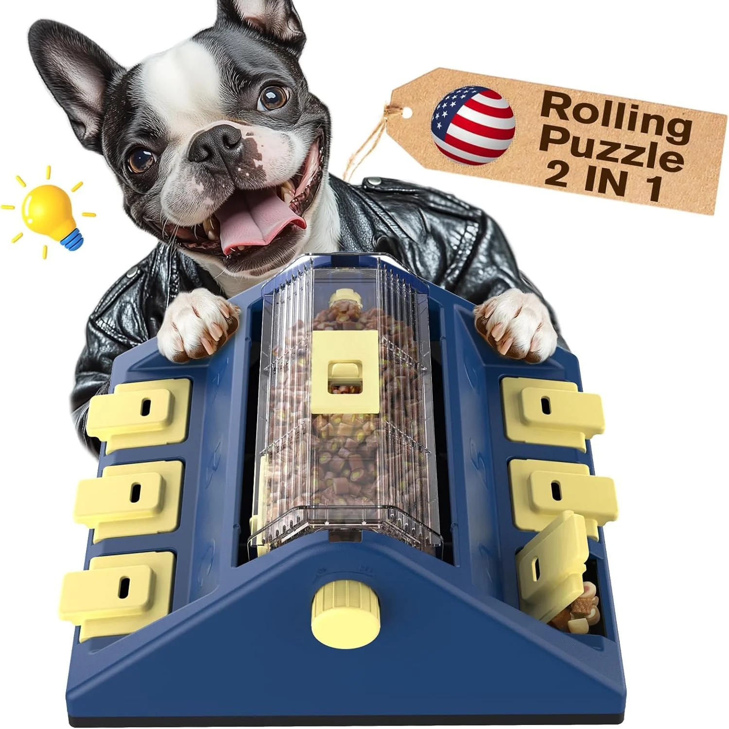 Proven KADTC US Brand Design – 2-Level Challenge Large Paw-Activated Dog Treat Puzzle Feeder Authentic