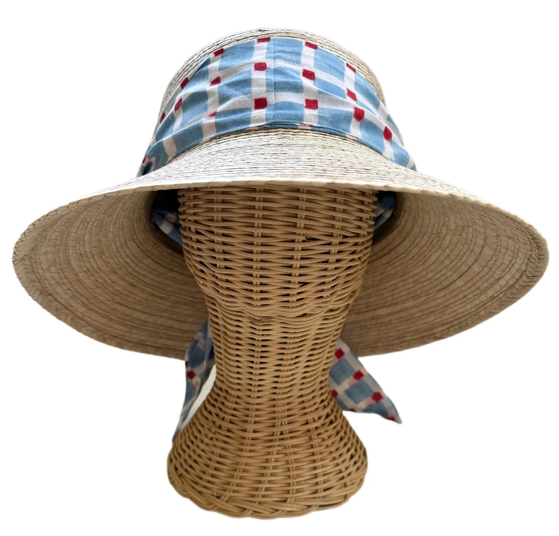 Smart Clematis Bucket Hat - Check Block Print Hat Scarf Crafted